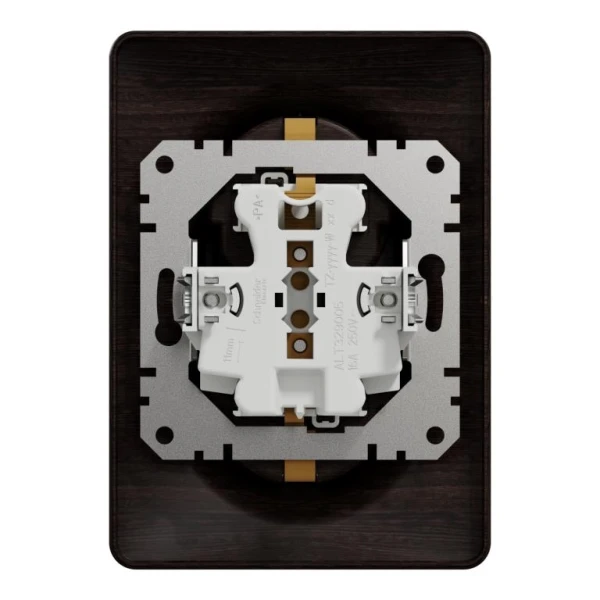 Подвійна розетка 2P+E з заземляючим контактом Sedna Design SDD381221, колір - венге IP20 Schneider Electric - Фото 3