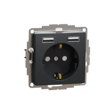 Schneider Sedna Design SDD114052. Розетка з заземленням + 2 USB тип А