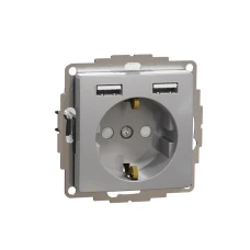 Schneider Sedna Design SDD113052. Розетка з заземленням + 2 USB тип А