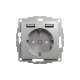 Розетка з заземленням + 2 USB тип А Sedna Design SDD113052, колір - алюміній IP20 Schneider Electric