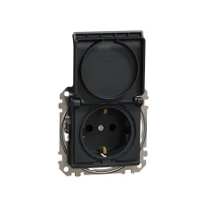 Schneider Sedna Design SDD114024. Розетка з заземленням, зі шторками та кришкою