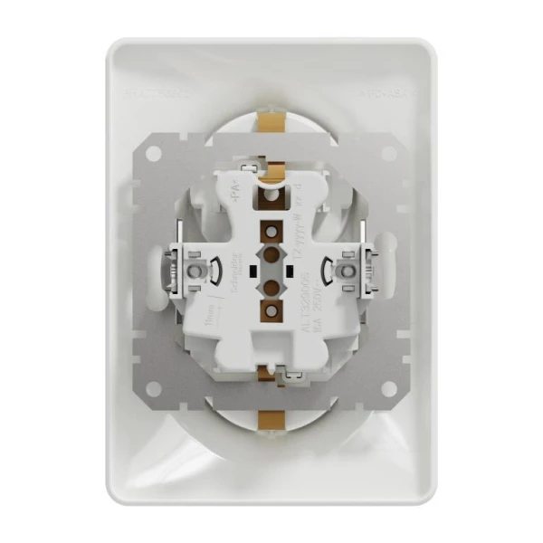 Подвійна розетка 2P+E з заземляючим контактом Sedna Design SDD311221, колір - білий IP20 Schneider Electric - Фото 4