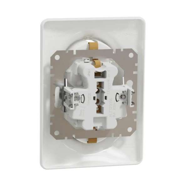 Подвійна розетка 2P+E з заземляючим контактом Sedna Design SDD311221, колір - білий IP20 Schneider Electric - Фото 3
