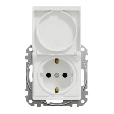 Schneider Sedna Design SDD111024. Розетка з заземленням, зі шторками та кришкою