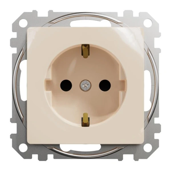 Розетка з заземленням та зі шторками Sedna Design SDD112022, колір - бежевий IP20 Schneider Electric - Фото 1
