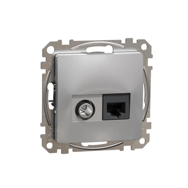 Розетка RJ45 категорія 6 UTP -TV Sedna Design SDD113469T, колір - алюміній IP20 Schneider Electric - Фото 2
