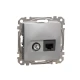 Розетка RJ45 категорія 6 UTP -TV Sedna Design SDD113469T, колір - алюміній IP20 Schneider Electric