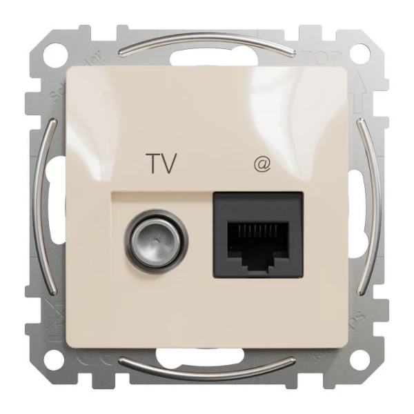 Розетка RJ45 категорія 6 UTP -TV Sedna Design SDD112469T, колір - бежевий IP20 Schneider Electric - Фото 4