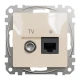 Розетка RJ45 категорія 6 UTP -TV Sedna Design SDD112469T, колір - бежевий IP20 Schneider Electric