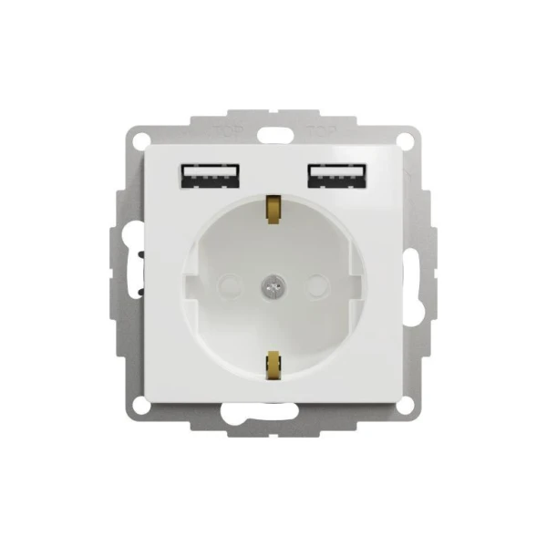 Розетка з заземленням + 2 USB тип А Sedna Design SDD111052, колір - білий IP20 Schneider Electric - Фото 1