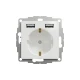 Розетка з заземленням + 2 USB тип А Sedna Design SDD111052, колір - білий IP20 Schneider Electric