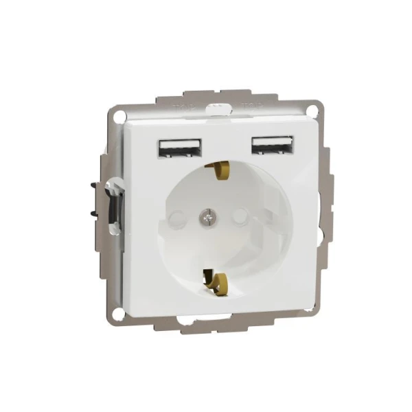 Розетка з заземленням + 2 USB тип А Sedna Design SDD111052, колір - білий IP20 Schneider Electric - Фото 2