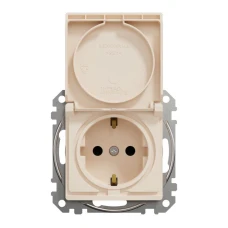 Schneider Sedna Design SDD112024. Розетка з заземленням, зі шторками та кришкою