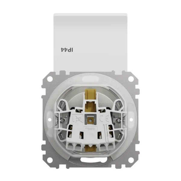 Розетка з заземленням, зі шторками, та з кришкою Sedna Design SDD211024, колір - білий IP44 Schneider Electric - Фото 2