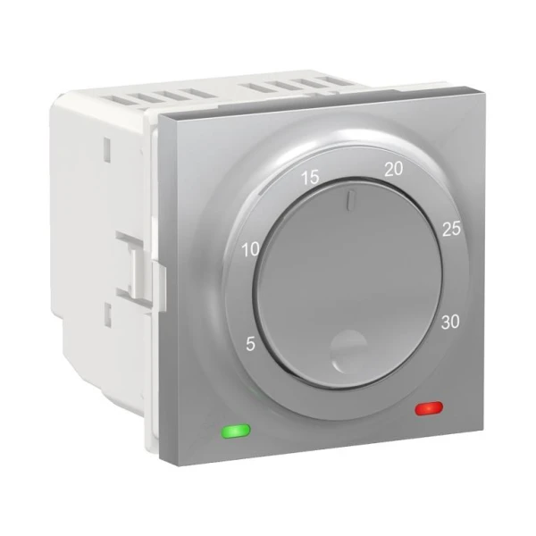 Термостат кімнатний, вбудованний датчик 8А алюміній NU350130 Unica New Schneider Electric