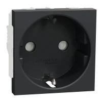 Schneider Unica New NU303754. Розетка з з/к зі шторками 16А, антрацит