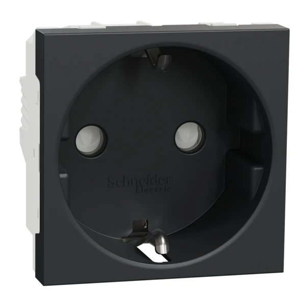 Розетка з з/к зі шторками 16А гвинтовий зажим антрацит NU303754 Unica New Schneider Electric - Фото 1