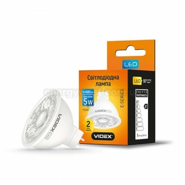 Світлодіодна лампа MR16eL 5W GU5.3 4100K 220V Videx