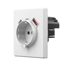 VIDEX NOTA 28881. Розетка одинарна із заземленням USB-A+C 20W біла матова