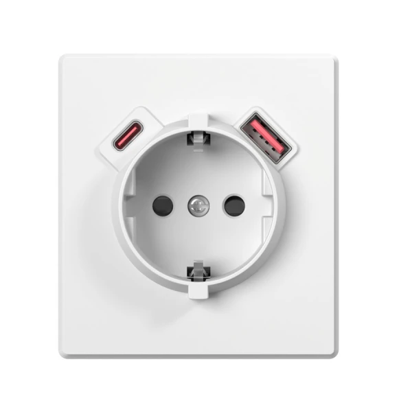 Розетка одинарна із заземленням USB-A+C 20W біла матова VIDEX NOTA (VF-NT-SK1GUC-WH) - Фото 2
