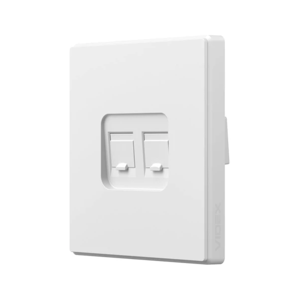 Розетка CAT6e подвійна комп'ютерна біла матова VIDEX NOTA (VF-NT-SK2PC6-WH) (CAT6+CAT6 / RJ45 + RJ45) - Фото 1
