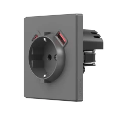 VIDEX NOTA 28883. Розетка одинарна із заземленням USB-A+C 20W сірий графіт