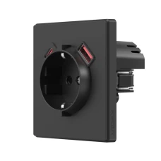 VIDEX NOTA 28884. Розетка одинарна із заземленням USB-A+C 20W вугільно-чорна
