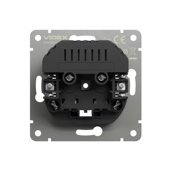 Розетка одинарна із заземленням USB-A+C 20W вугільно-чорна VIDEX NOTA (VF-NT-SK1GUC-BL) - Фото 4