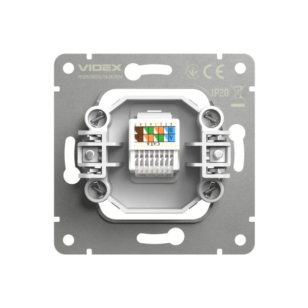 Розетка CAT6e одинарна комп'ютерна RJ45 вугільно-чорна VIDEX NOTA (VF-NT-SK1PC6-BL) - Фото 4