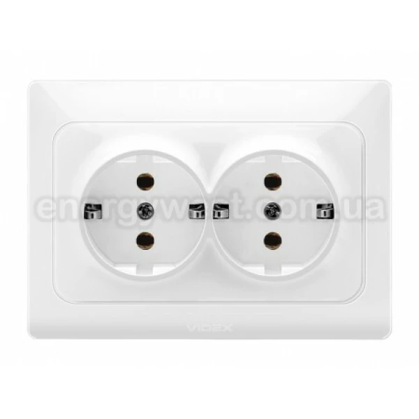 Розетка подвійна з заземленням VF-BNSK2G Binera Videx - Фото 11