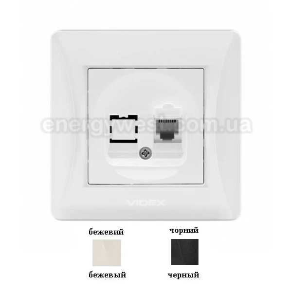 Розетка CAT3 одинарна телефонна VF-BNSK1TF3 Binera Videx - Фото 1