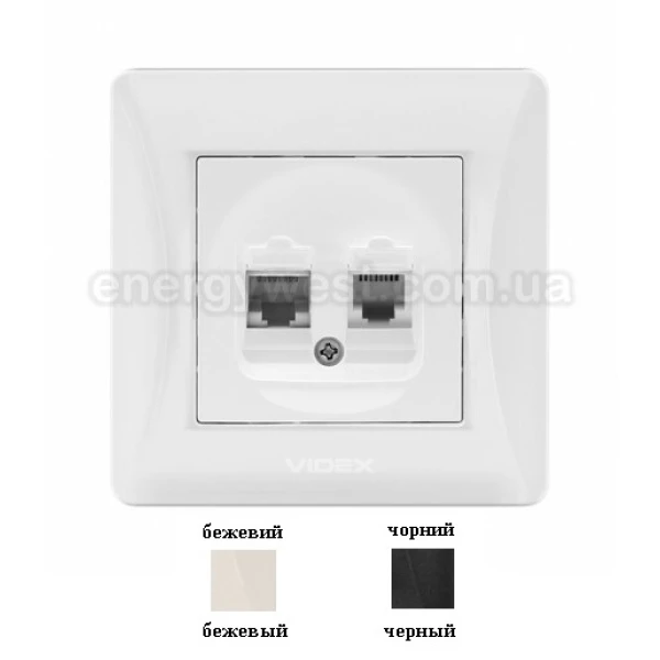 Розетка CAT6 + CAT3 подвійна VF-BNSK2PC6TF3 Binera Videx - Фото 1