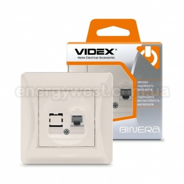 Розетка CAT3 одинарна телефонна VF-BNSK1TF3 Binera Videx - Фото 6