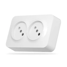 Videx 25181. Розетка зовнішня подвійна біла BINERA IP20