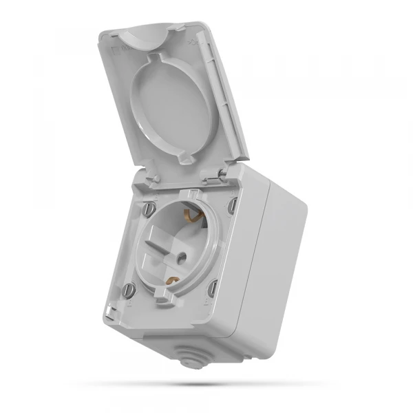 Розетка зовнішня одинарна із заземленням сіра BINERA IP65 25185 Videx - Фото 1
