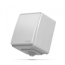 Videx 25183. Вимикач зовнішній одноклавішний сірий BINERA IP65