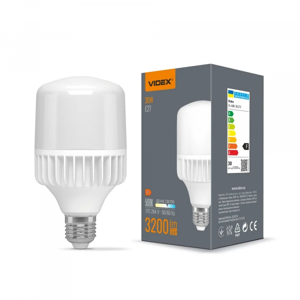 LED лампа A80 30W E27 5000K 25002 Videx - Фото 1