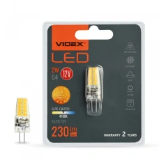 Videx 24633. LED лампа G4C 12V 2W G4 4100K