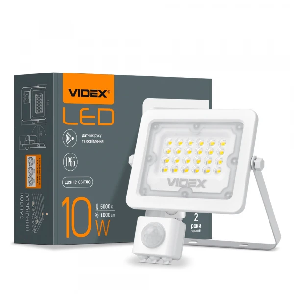 LED прожектор F2e 10W 5000K з датчиком руху та освітленості 26263 Videx - Фото 1