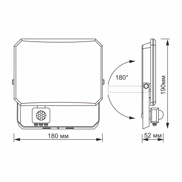 LED прожектор F3 50W 5000K з датчиком руху 220V Black (VLE-F3-0505B-S) 27718 Videx - Фото 6