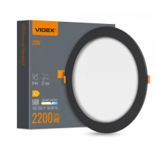 Videx 27868. LED світильник Back вбудований круглий 20W 5000K Black