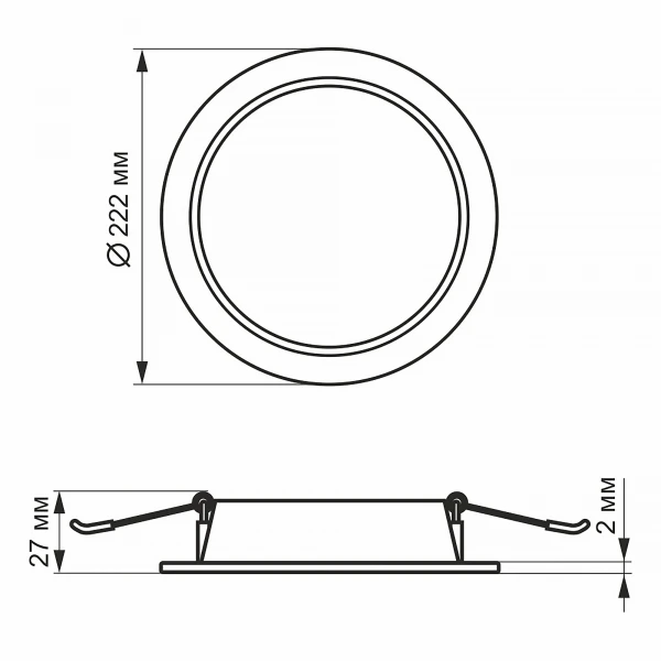 LED світильник Back вбудований круглий 20W 5000K Black 27868 Videx - Фото 5