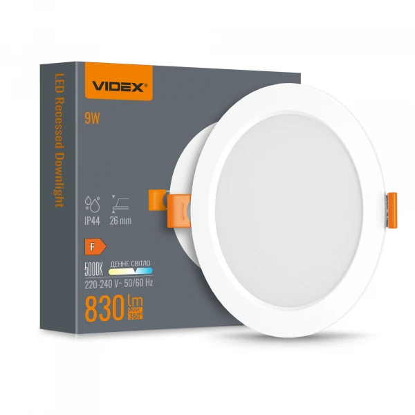 LED світильник Back вбудований круглий 9W 5000K 28604 Videx - Фото 1