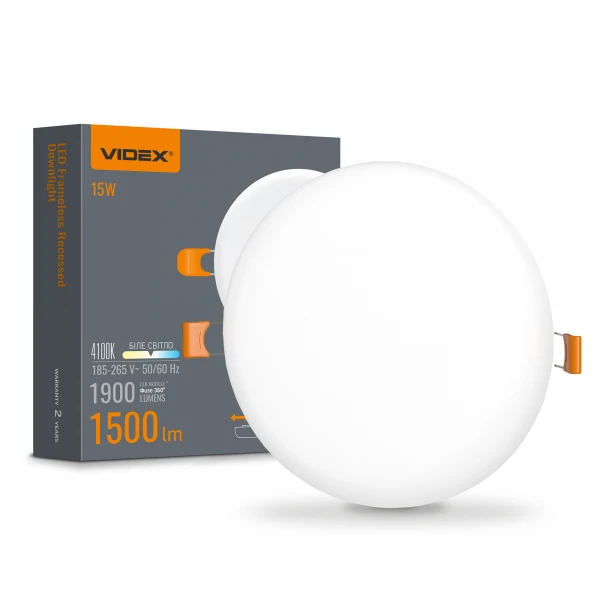 LED світильник безрамковий круглий 15W 4100K 25139 Videx - Фото 1