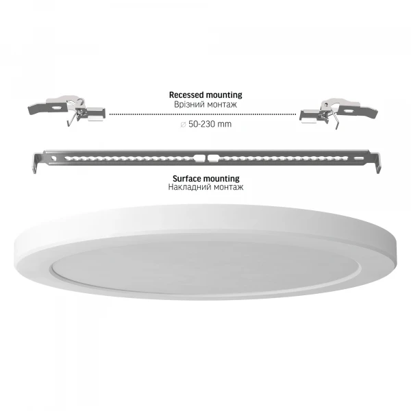 LED світильник круглий DL6R 24W 3000K-4000K-6500K White 28759 Videx - Фото 5