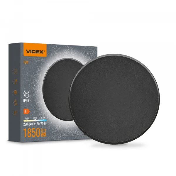 LED світильник настінний IP65 WL03 18W 3000K-4000K-6500K Black 28766 Videx - Фото 1