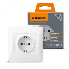 Розетка одинарна з заземленням VF-BNSK1G Binera Videx