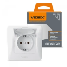 Розетка одинарна з заземленням і кришкою VF-BNSK1GС Binera Videx