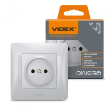 Videx 24897. Розетка одинарна срібний шовк BINERA