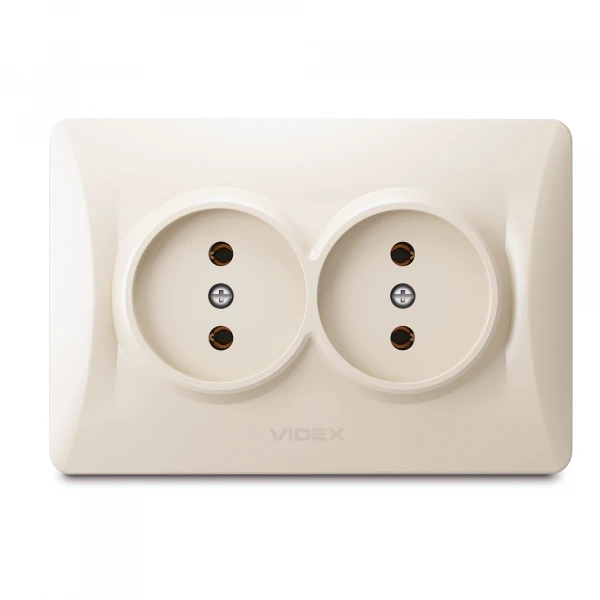 Розетка подвійна кремова BINERA 24696 Videx - Фото 2